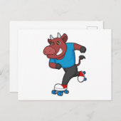 Bull bei Inline-Skaten mit Roller-Skaten Postkarte (Vorne/Hinten)