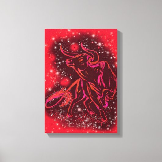 Bull bei Red Starry Night Leinwand drucken (Vorderseite)