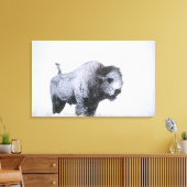 Bull Bison (Bison bison) mit Schnee in einem ragi Leinwanddruck (Insitu (Wohnzimmer))