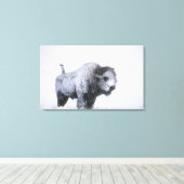 Bull Bison (Bison bison) mit Schnee in einem ragi Leinwanddruck (Insitu (Holzboden))