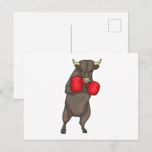Bull Boxer Boxhandschuhe Postkarte (Vorne/Hinten)