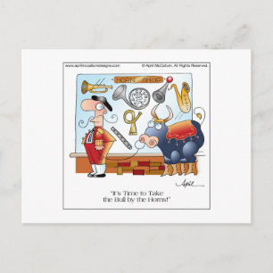 BULL BY THE HORNS Cartoon Postcard Postkarte