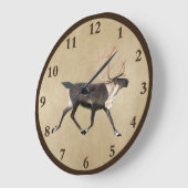 Bull Caribbean (Rentier) auf altem Papier Große Wanduhr (Winkel)