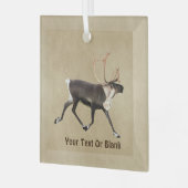 Bull Caribbean (Rentier) auf altem Papier Ornament Aus Glas (Vorderseite links)