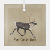 Bull Caribbean (Rentier) auf altem Papier Ornament Aus Glas (Vorderseite)