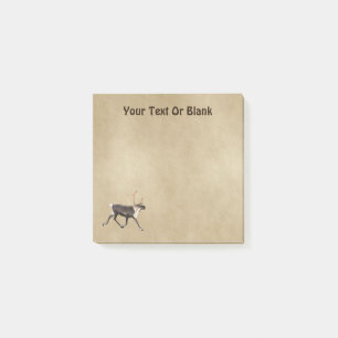 Bull Caribbean (Rentier) auf altem Papier Post-it Klebezettel