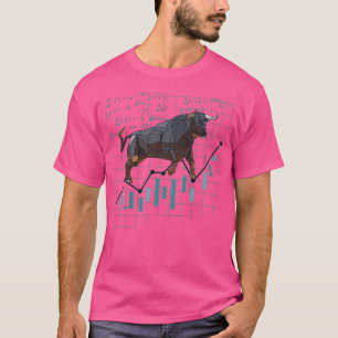 Bull Chart der Börse mit Formeln, die einkaschiere T-Shirt