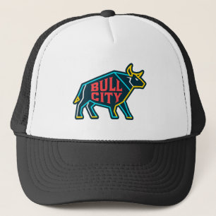 Bull City Neon Bull - Modern Durham North Carolina Truckerkappe