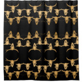 Bull Cow Skull Gold Black Elegant Stilvoll Rustika Duschvorhang (Vorderseite)