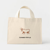 Bull Cowboy Style Brown Mini Stoffbeutel (Vorne)