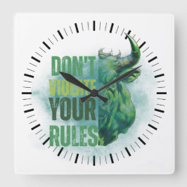 Bull design | Reminder | Motivation Quadratische Wanduhr