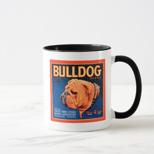 Bull Dog auf blauem Hintergrund Tasse (Rechts)