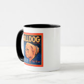 Bull Dog auf blauem Hintergrund Tasse (Vorderseite Links)