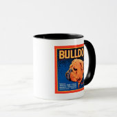 Bull Dog auf blauem Hintergrund Tasse (VorderseiteRechts)