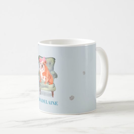 Bull Dog Blue Silver Personal Kaffeetasse (VorderseiteRechts)