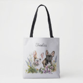 Bull Dog Floral Tote Bag Tasche (Vorderseite)