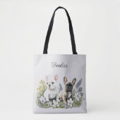 Bull Dog Floral Tote Bag Tasche (Vorderseite)
