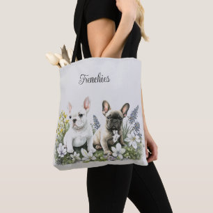 Bull Dog Floral Tote Bag Tasche