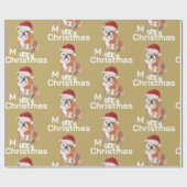 Bull Dog Holiday Weihnachten Frohe Weihnachtsmannm Geschenkpapier (Flach)