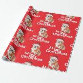 Bull Dog Holiday Weihnachten Frohe Weihnachtsmannm Geschenkpapier (Ungerollt)