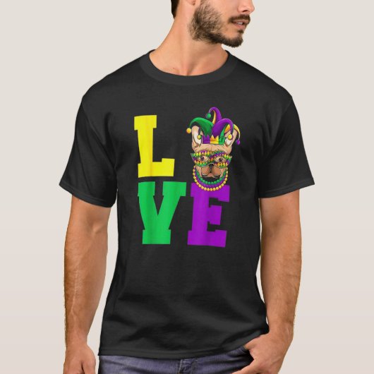 Bull Dog Mardi Gras Mask Party T-Shirt (Vorderseite)
