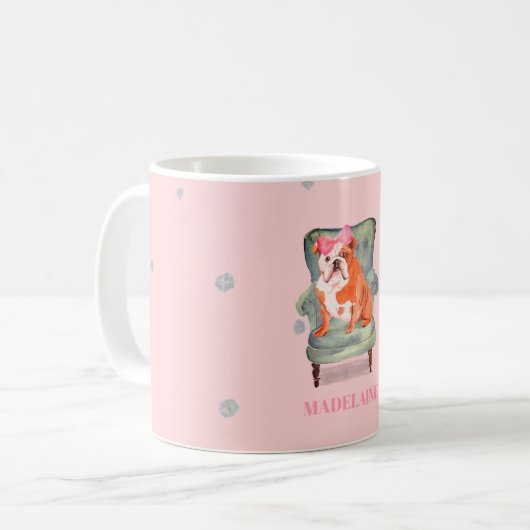 Bull Dog Pink Silver Personal Kaffeetasse (Vorderseite Links)