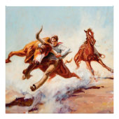 "Bull Dogger" Western Art von Will James Fotodruck (Vorne)