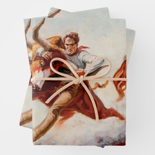 "Bull Dogger" Western Art von Will James Geschenkpapier Set (Beispiel)