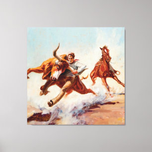 "Bull Dogger" Western Art von Will James Leinwanddruck