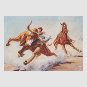 „Bull Dogger“ Western Art von Will James Seidenpapier