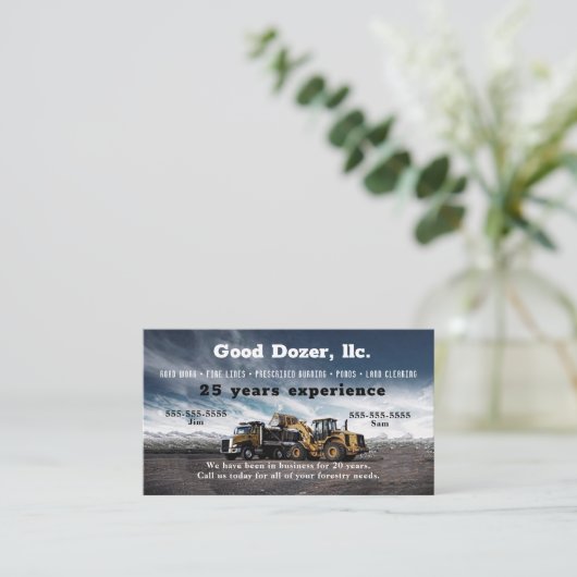 Bull Dozer Business Card Visitenkarte (Stehend Vorderseite)