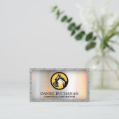Bull-Dozer-Logo | Steel Grid Border Business Card Visitenkarte (Stehend Vorderseite)