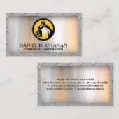 Bull-Dozer-Logo | Steel Grid Border Business Card Visitenkarte (Vorne/Hinten)