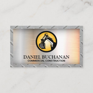 Bull-Dozer-Logo Steel Grid Border Business Card Visitenkarte