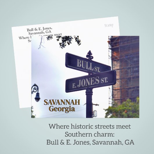 Bull & E. Jones Savannah, GA Fotografische Postkar Postkarte