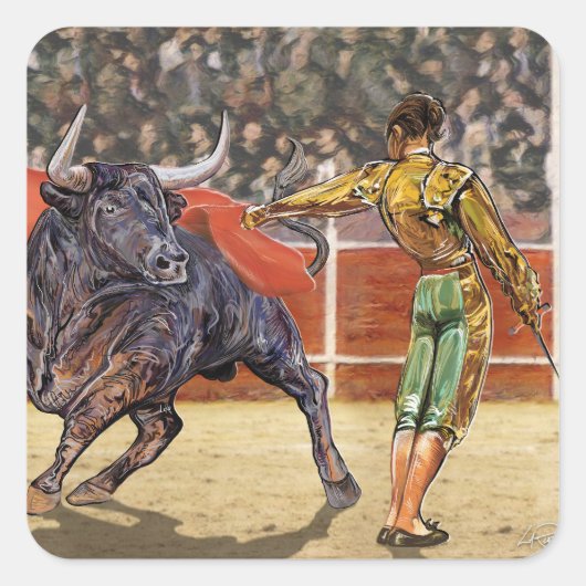 Bull El Toro Taurus Quadratischer Aufkleber (Vorderseite)