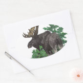 Bull Elch Art Ovaler Aufkleber (Umschlag)