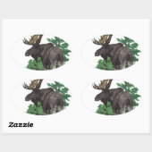 Bull Elch Art Ovaler Aufkleber (Blatt)