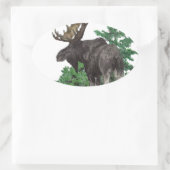 Bull Elch Art Ovaler Aufkleber (Tasche)