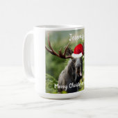 Bull Elch in Weihnachtsmannmütze   Kaffeetasse (Vorderseite Links)