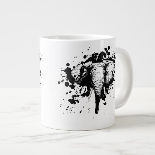 Bull Elephant in Black Splash Wählen Sie Ihren Hin Jumbo-Tasse (Vorderseite Rechts)