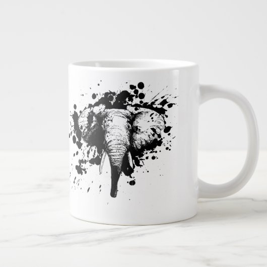 Bull Elephant in Black Splash Wählen Sie Ihren Hin Jumbo-Tasse (Rechts)
