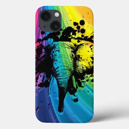 Bull Elephant über Wirblem Regenbogen Case-Mate iPhone Hülle (Rückseite)
