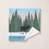 Bull Elk and Fish Badhandtuch Set (Waschlappen)