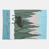 Bull Elk and Fish Kittuch Geschirrtuch (Horizontal)