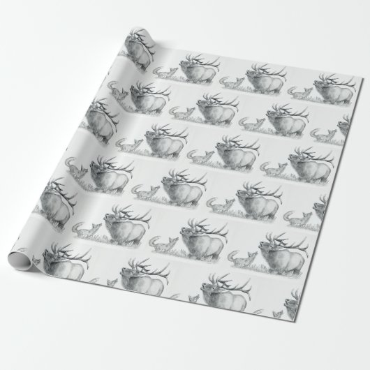 Bull Elk and Fox Geschenkpapier (Ungerollt)