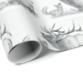 Bull Elk and Fox Geschenkpapier (Rolleneckpunkt)
