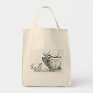 Bull Elk and Fox Tragetasche