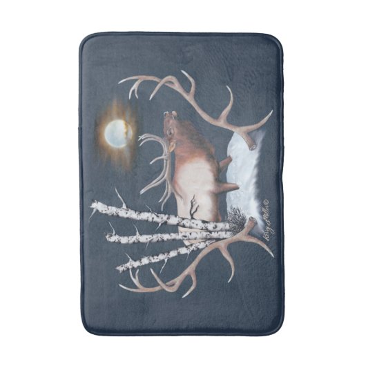 Bull Elk Bath Mat Badematte (Vorderseite Vertikal)
