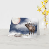 Bull Elk Bugling am Vollmondberg Karte (Gelbe Blume)